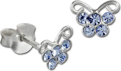Produktbild von Teenie-Weenie Ohrstecker Kinder Silber blau Schmetterling Ohrringe SDO8015B