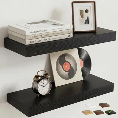 Produktbild von Schweberegale Wandregal 40 cm Schwarz 2er-Set
