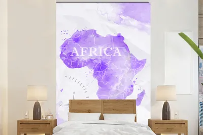 Produktbild von MuchoWow® Fototapete für Wohnzimmer oder Schlafzimmer Wandtapete Vinyl Motivtapete Karten - Afrika - Aquarell - 195x300 cm - Das Hintergrundbild
