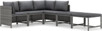 Immagine prodotto di vidaXL Set di 6 pezzi per salotto da giardino con cuscini in poly rattan grigio