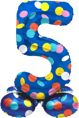 Produktbild von Stehender Zahl 5 Ballon Konfettiregen 72cm