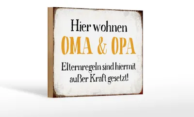 Produktbild von Holzschild Spruch 18x12cm hier wohnen Opa und Oma Retro