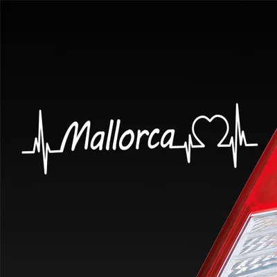 Produktbild von Auto Aufkleber Mallorca Puls Herzschlag mit Insel Motiv 19x5 cm Weiss Glanz Sticker Heckscheibenaufkleber