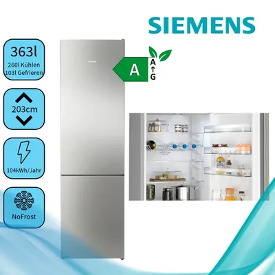 Produktbild von Siemens KG39N2IAF Kühl-Gefrierkombination  104 kWh/Jahr  Inhalt Kühlbereich 260 Liter freistehend