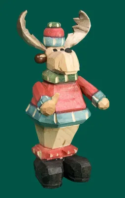Produktbild von Holzfigur Elch geschnitzt Höhe 9cm NEU