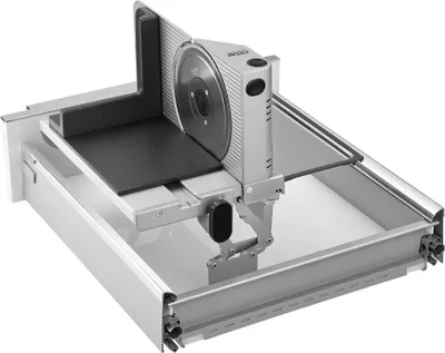 Zdjęcie produktu dla ritter MultiSlicer AES 72 SR-H, krajalnica uniwersalna, srebrny metalik, materiał krojony prowadzony po prawej stronie