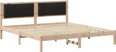 Produktbild von vidaXL Bettrahmen Schwarz 200 x 200 cm Massives Kiefernholz