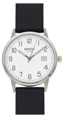 Obrázok produktu pre Pánske hodinky Boccia 3654-02, quartzové, titánové s koženým remienkom, čierne