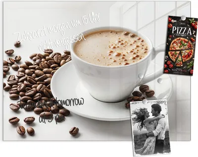 Produktbild von Magnettafel 120x90cm Pinnwand Whiteboard beschreibbar - Kaffeetasse und Bohnen