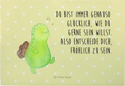 Produktbild von Mr. & Mrs. Panda Schneidebrett Glas Schildkröte Pfeifen - Gelb Pastell - Geschenk, Depression, Schneideplatte, vesperbrett, Frühstücksbrett, Schildkröten, Servierplatte