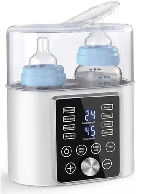 Obrázek produktu pro Ohřívač dětské výživy, 12 v 1, dvojitý ohřívač, rychlý ohřívač mléka, 24hodinová regulace teploty, automatické vypnutí, ohřívač dětské výživy s časovačem a přednastavenými funkcemi.