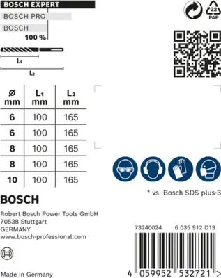 Produktbild von EXPERT SDS plus-7X Hammerbohrer-Set, 6/6/8/8/10x100x165 mm, 5-tlg.