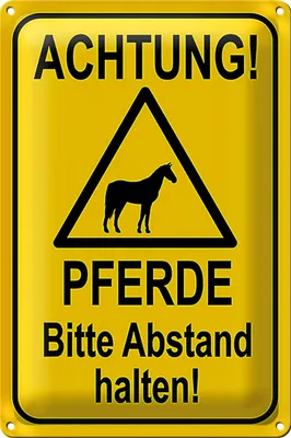 Produktbild von Blechschild Hinweis 18x12cm Achtung Pferde Abstand halten
