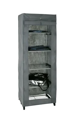 Produktbild von HAKU Schuhschrank Stoffschrank Schuhregal alu, grau, schwarz - Kunststoff, Metall, Vliesstoff, B/H/T: 60x173x50 cm