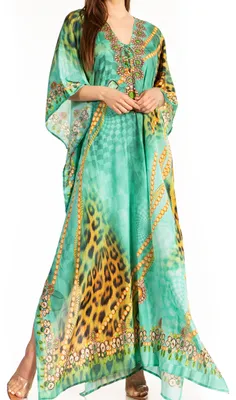 Obrázek produktu pro Sakkas SS1653 KF1134KK - Dlouhý kaftan "Georgettina", lehký, potištěný