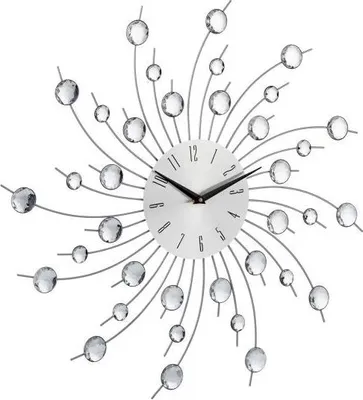 Produktbild von XL Wanduhr mit Glitzer-Effekt und Acrylsteinen, Silber, 58 cm x 57,5 cm