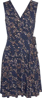 Produktbild von VIVANCE Strandkleid mit Alloverdruck und Bindeband blau-rosé bedruckt Größe 34