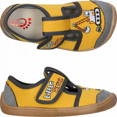 Produktbild von prezuvky plátenky 3F 3BE3/4 bar3foot super flexi žlté s bagrom barefoot 27