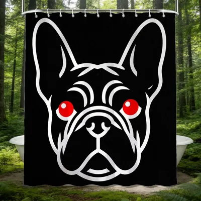 Produktbild von 3D Duschvorhang 200x200 mit Französischer Bulldogge, wasserdicht und antischimmel