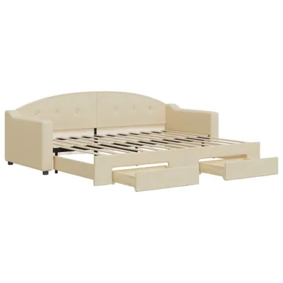 Obrázok produktu pre vidaXL Rozkladacia posteľ so zásuvkami krémová 80x200 cm Látka
