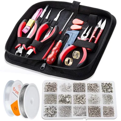 Image de Omgoods - Coffret de bijoux - Kit de création de bijoux DIY comprenant 1275 pièces et des outils