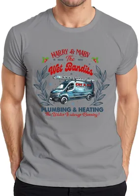 Obrázek produktu pro Harry & Marv Wet Bandits Plumbing Heating - Christmas Xmas Pánské tričko, šedá, L