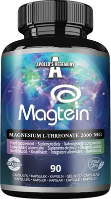 Produktbild von Magtein® Magnesium L-Threonate 144 mg per Daily Dose - 90 Vegan Capsules - 30-Day Supply - for Cognitive Function Support - by Apollo's Hegemony