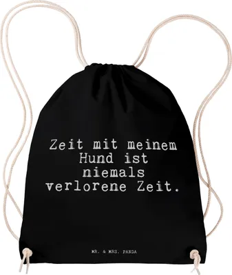 Produktbild von Mr. & Mrs. Panda zugbeutel Zeit mit meinem Hund... - Schwarz - Geschenk, Liebe, Beutel, Spruch Sprüche Weisheiten Zitate Lustig Weisheit Worte, wander rucksack, Haus