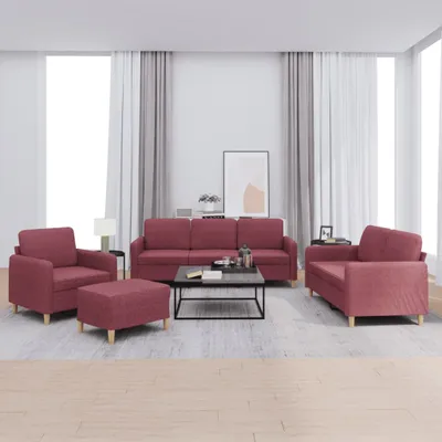 Produktbild von Maison Exclusive - 4-tlg. Sofagarnitur mit Kissen Weinrot Stoff