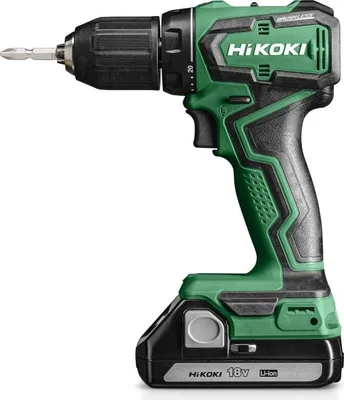 A cordless drill with a battery pack attached, shown against a white background.