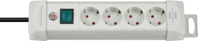 Produktbild von Brennenstuhl Premium-Line Steckdosenleiste 4-fach lichtgrau 1,8m H05VV-F 3G1,5, 1955540100