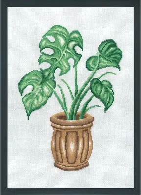 Obrázek produktu pro Výšivky křížem vyšívané Permin "Monstera", 20x29cm, 92-7447
