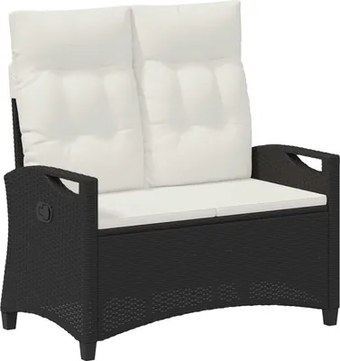 Image de vidaXL Banc de jardin avec coussins Noir et crème 105 x 60 x 112 cm