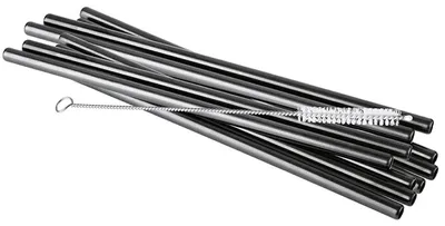 Produktbild von APS-Germany Trinkhalm Edelstahl schwarz 11teilig, Schwarz, Edelstahl, 10 Stück(e), 8 mm, 215 mm