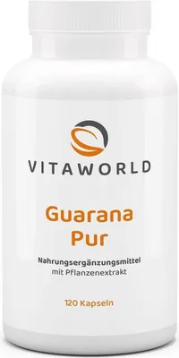 Produktbild von Vitaworld Guarana Pur | 120 Kapseln | 1500 mg Guarana | 180 mg Koffein | natürlicher Energielieferant | vegan