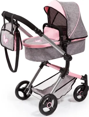 Produktbild von Bayer Design 18433AA Kombi-Puppenwagen Neo Vario mit Tasche, wandelbar als Jogger, verstellbarer Griff, schwenkbare Vorderräder, jeans-grau