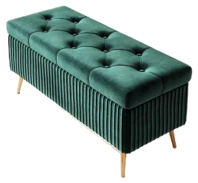 Immagine prodotto di Panca con spazio contenitore, poggiapiedi imbottito, verde scuro, 100 cm