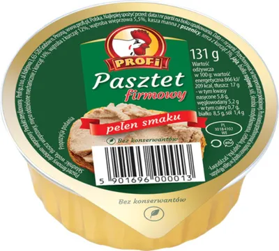 Zdjęcie produktu dla Profi Pasztet Firmowy Z Drobiem Bez Konserwantów Bez Wzmacniaczy Smaku 131g