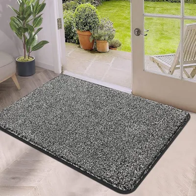 Produktbild von Pauwer Fußmatte 60x90cm Schwarz - Rutschfester Eingangsteppich für Innen und Außen