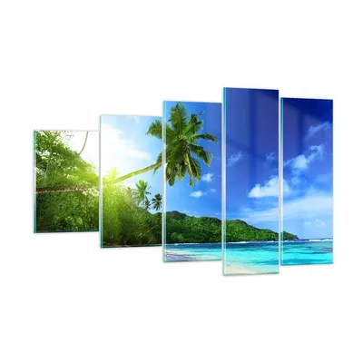 Produktbild von Bilder auf glas - Baum Dschungel Welle Landschaft - 100x60cm - Glasbilder - Wandbilder - Kunstdruck - zum Aufhängen bereit - Wanddekoration aus Glas - Glas Bilder - Wandbild auf Glas - GEG100x60-3169