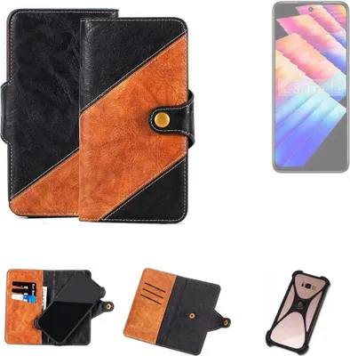 Produktbild von K-S-Trade Handyhülle Schutzhülle Bookstyle Case Wallet-Case kompatibel mit Infinix Note 30 Play Handy Cover Bumper Klapphülle schwarz hellbraun 1x