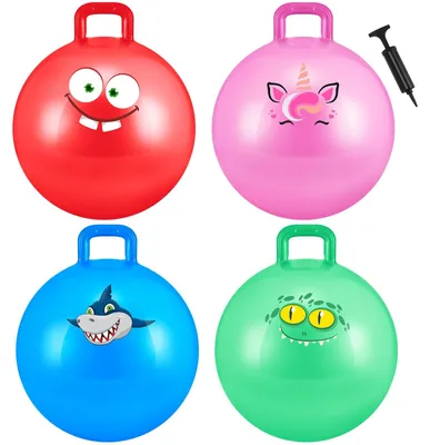 Image de Omgoods - Ensemble de 4 grandes balles rebondissantes pour enfants, avec pompe