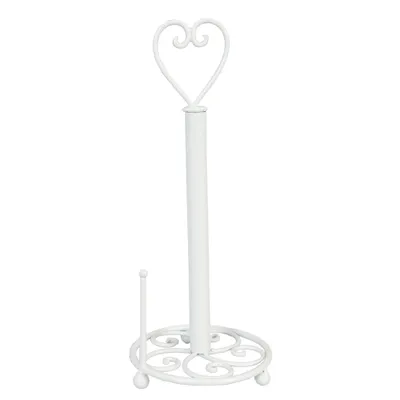 Produktbild von Clayre & Eef Küchenrollenhalter Ø 18x39 cm Weiß Eisen Herz