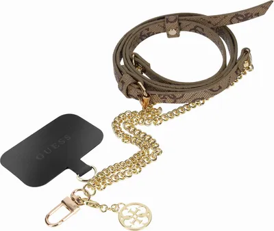 Produktbild von Guess Riemen Band Kette hinter Telefon Fall mit Logo langlebig braun