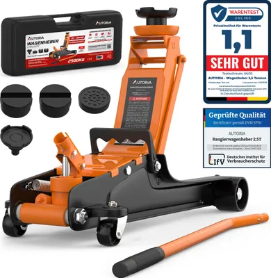 Produktbild von Hydraulischer Wagenheber 2,5T PKW Autoheber Rangierwagenheber mit Koffer Orange