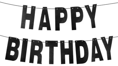 Zdjęcie produktu dla Baner urodzinowy "Happy Birthday", czarny, 16,8 cm, papierowy