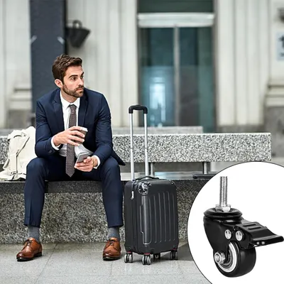 Immagine prodotto di ruote per mobili da 40 mm - vite M8 x 25 mm - ruote fisse - per impieghi gravosi - ruote girevoli - mobili - freno - 35 kg - rotazione di 360 gradi - ruote per trasporto - ruote in gomma - ruote per sedie