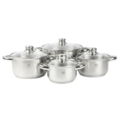 Produktbild von Karl Hausmann Topfset 8-Tlg Kochtopfset Topfset Linda Induktion, Edelstahl, 4 Stück Töpfe + Deckel