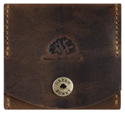 Image de GREENBURRY Cuir boîte viennoise porte-monnaie Vintag Coin Box Brown brun
