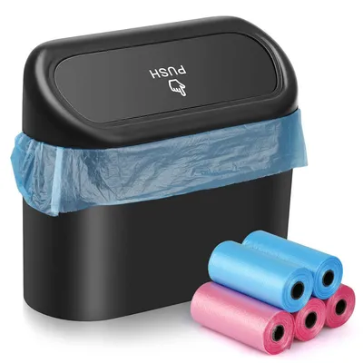 Image de Boîte de rangement pour voiture, petite, avec 100 sacs poubelle noirs